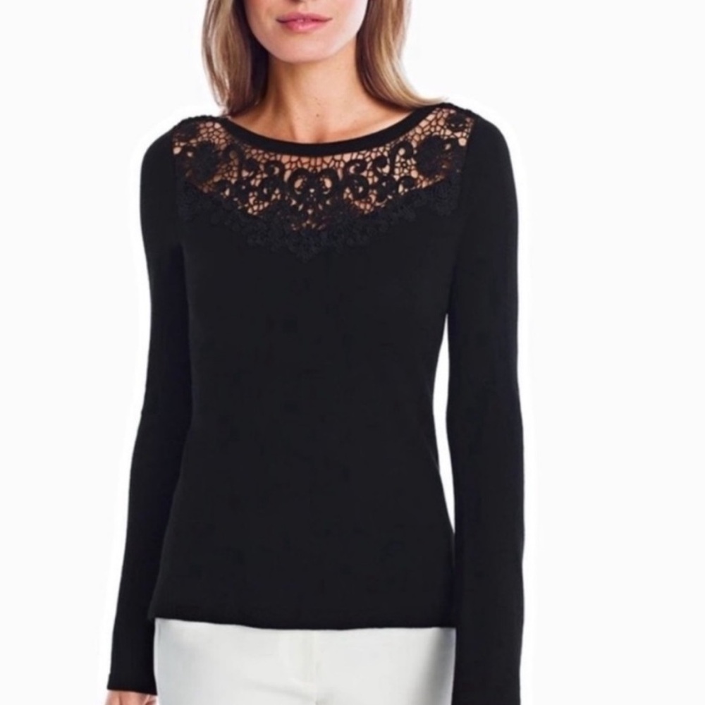 WHBM Bow Back Sweater with Crochet Detail - Picture 2 of 9
